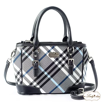 劍橋學院三隔層拉鍊二用包(藍灰)