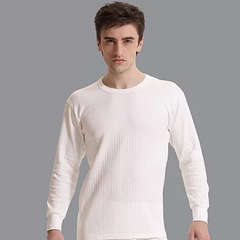 Pierre Cardin 2件組遠紅外線時尚純棉毛長袖圓領衛生衣(盒裝)M白