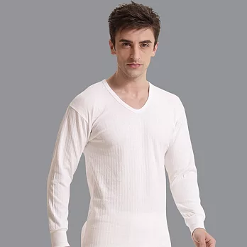 Pierre Cardin 2件組遠紅外線時尚純棉毛長袖U領衛生衣(盒裝)M白