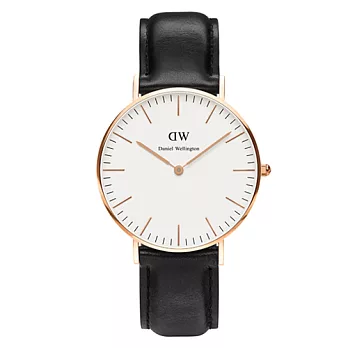 DW Daniel Wellington 瑞典簡約時尚皮革錶帶-金框/36mm(0508DW)