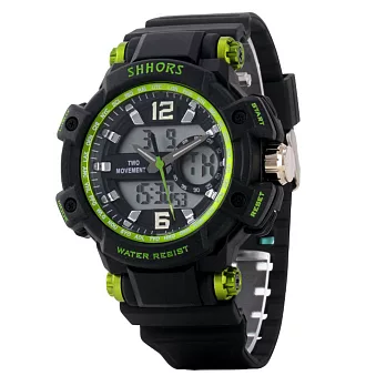 SHHORS SH-852 熱血運動亮色防水多功能電子錶 - 亮綠