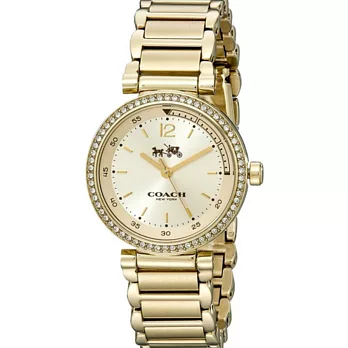 【COACH】金色晶鑽馬車鋼帶女錶(14502195)