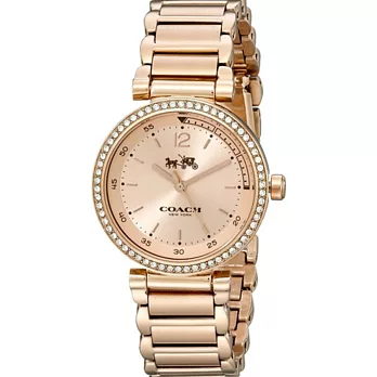 【COACH】玫瑰金晶鑽馬車鋼帶女錶(14502200)