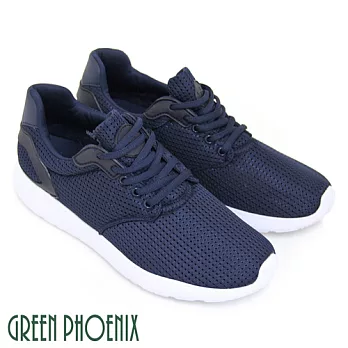 ◤Green Phoenix◥透氣孔洞綁帶休閒男鞋43藍色