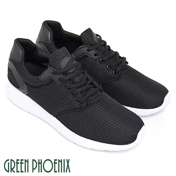 ◤Green Phoenix◥透氣孔洞綁帶休閒男鞋42黑色