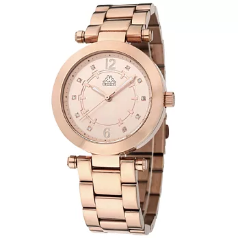 Kappa 十全十美不鏽鋼時尚腕錶-玫瑰金/38mm玫瑰金