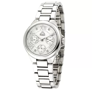 Kappa 羅馬三眼不鏽鋼時尚腕錶-銀/33mm銀