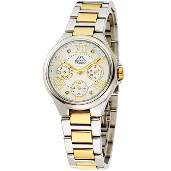 Kappa 羅馬三眼不鏽鋼時尚腕錶-銀x金/33mm銀x金