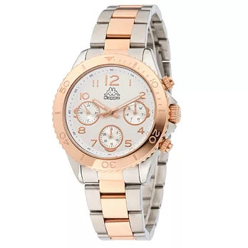 Kappa 獨特三眼不鏽鋼時尚腕錶-銀x玫瑰金/40mm銀x玫瑰金