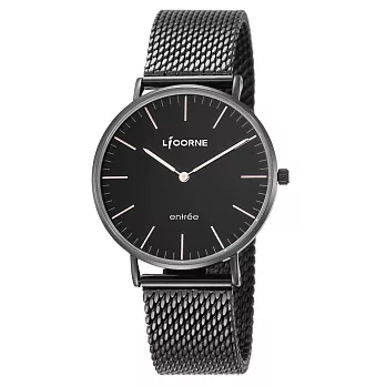 【LICORNE】恩萃 Entrée 經典極簡超薄米蘭鋼帶女錶 (黑 LT056LBBI-R)
