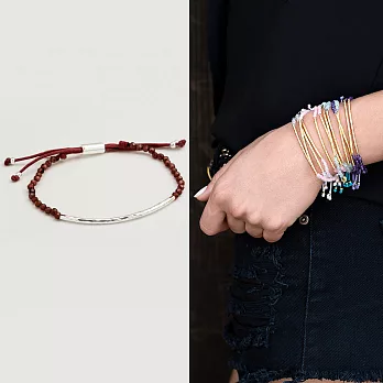 GORJANA POWER GEM 平衡骨 銀墜 石榴石酒紅色手鍊 可調式手圍 無窮能量