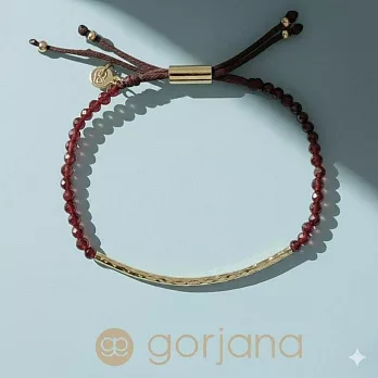 GORJANA POWER GEM 平衡骨 金墜 石榴石酒紅色手鍊 可調式手圍 無窮能量