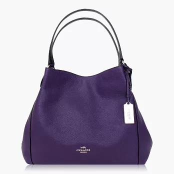 【COACH 實搭耐用】皮革 / 手提 / 肩背三層包(專櫃款)_深紫