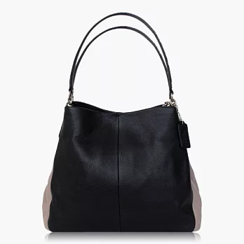 【COACH 實搭耐用】皮革 / 手提 / 肩背三層包_黑米