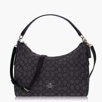 【COACH 多種背法】織布 / 肩背 / 斜背兩用包_黑灰