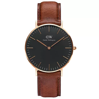 DW Daniel Wellington Classic Black 經典皮帶錶-DW00100124/40mm