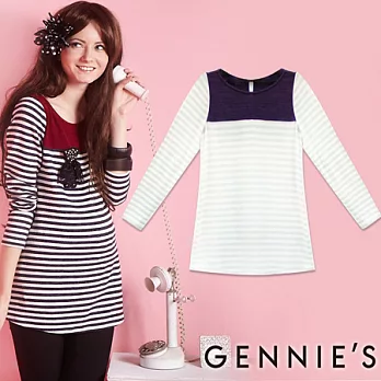 【Gennie’s奇妮】鄰家女孩休閒秋冬長袖上衣-紫