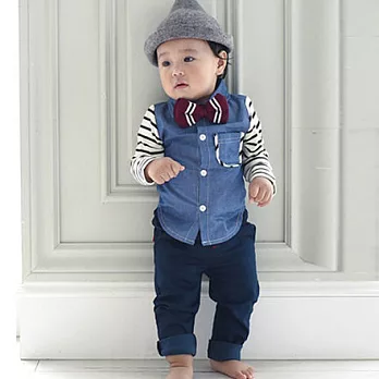 韓版小清新拼接條紋長袖上衣親子裝(男童)90黑白條紋(S)