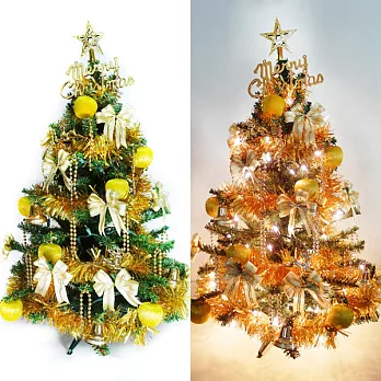 幸福3尺/3呎(90cm)一般型裝飾綠聖誕樹 (金色系)+100燈鎢絲樹燈串YS-GTC03102