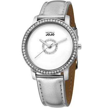 NATURALLY JOJO 奢華簡約晶鑽時尚腕錶-銀/37mm銀色