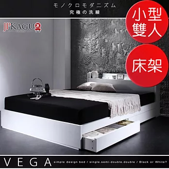 JP Kagu 附床頭櫃與插座抽屜收納床架-小型雙人4尺(二色)白色