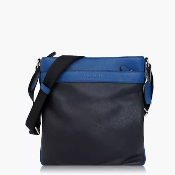 【COACH 男仕品味】皮革 / 側肩 / 斜肩 / 多功能包_深藍