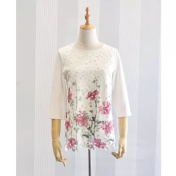 【INF】浪漫蕾絲織花上衣16536S白色