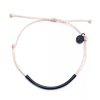 Pura Vida 美國手工 BLACK BAR VANILLA 黑色手鑄平衡骨 膚色臘線衝浪手環