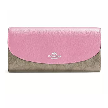 （COACH）LOGO拼接長款手拿錢包 54022 桃粉色