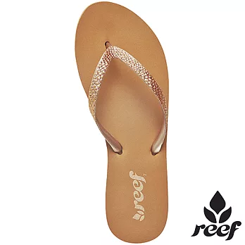 REEF纖細亮麗橡膠織帶舒適好穿耐磨外底女款人字拖.玫瑰金5玫瑰金
