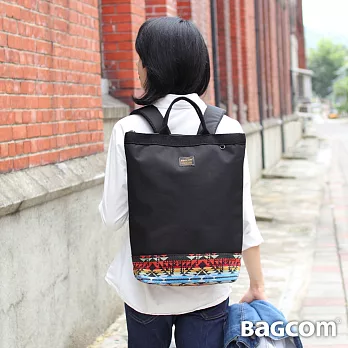 Bagcom 圖騰好用手提後背包-黑彩