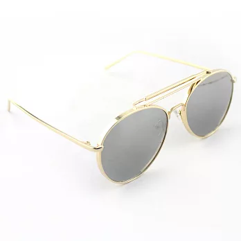 英國NATKIEL - 超時尚必備金框銀鏡雙槓雷朋墨鏡(英國飾品配件品牌)