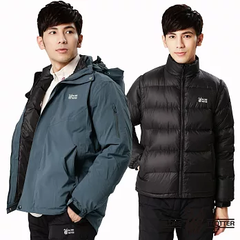【遊遍天下】男款GlobeTex防水JIS90%羽絨二件式禦寒背心外套(A089)M深藍灰