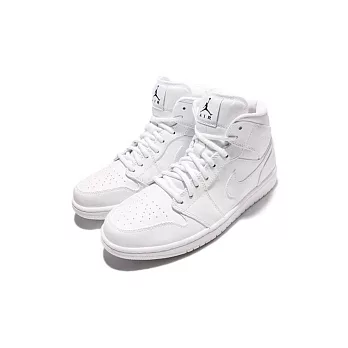 NIKE AIR JORDAN 1 MID AJ1 全白 皮面 白色 男鞋 喬丹1代 US9白色