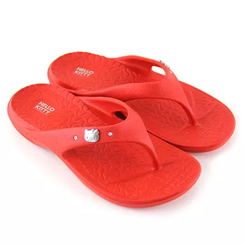 HELLO KITTY 凱蒂貓輕量防水夾腳拖鞋36紅色