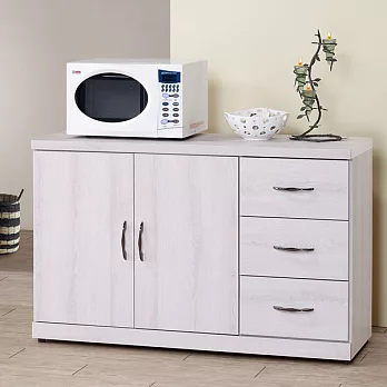 《Homelike》莉薇4尺餐櫃(二色可選)白栓木紋