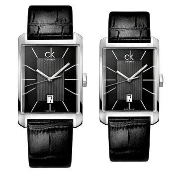 calvin klein CK手錶 方形表面 牛皮錶帶 商務時尚石英對錶 K2M23107 K2M21107(平行輸入)