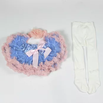 日安朵朵 / My Princess 氣質小公主禮盒組 - (蓬裙+褲襪) 彌月S寧靜粉藍+玫瑰石英