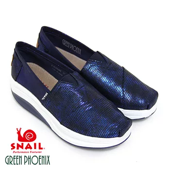 SNAIL蝸牛 未來金屬感輕量厚底休閒懶人鞋35藍色