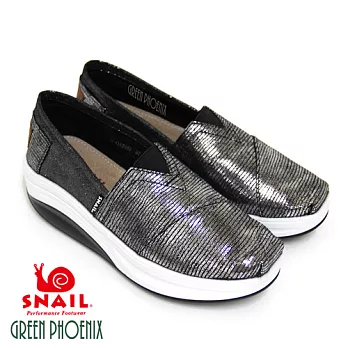 SNAIL蝸牛 未來金屬感輕量厚底休閒懶人鞋35黑色