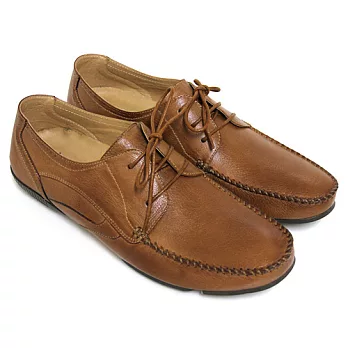 ◤Green Phoenix◥經典自然極簡素面綁帶全真皮平底休閒鞋40棕色