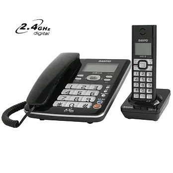 SANYO 三洋 2.4G長距離數位子母機無線電話 兩色可選DCT-8906黑色