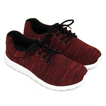 【Pretty】雙色織法綁帶休閒男鞋25.5紅色