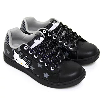 HELLO KITTY 美式風格星星線條拼接雙色休閒板鞋23黑色