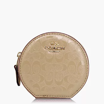 【COACH 零錢收納】亮面 / 卡片 / 零錢包_米色