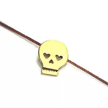 Dogeared 骷髏頭項鍊 金墜咖啡色棉繩 SKULL 無懼勇敢