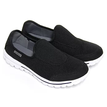 【Pretty】透氣網布直套式休閒男鞋26黑白