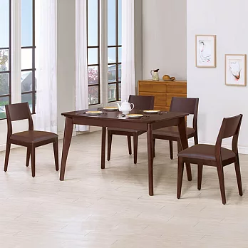 《Homelike》 珍兒4.3尺餐桌椅組(一桌四椅)-胡桃色