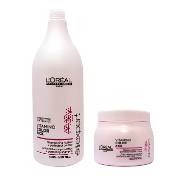 L’OREAL萊雅 絕色漾彩護色洗髮乳 1500ml+髮膜 500ml