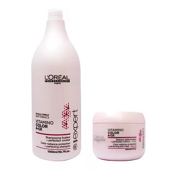 L’OREAL萊雅 絕色漾彩護色洗髮乳 500ml+髮膜 200ml